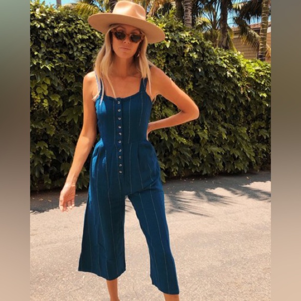 Billabong Paint The Town Jumpsuit in Indigo Blue women's size small